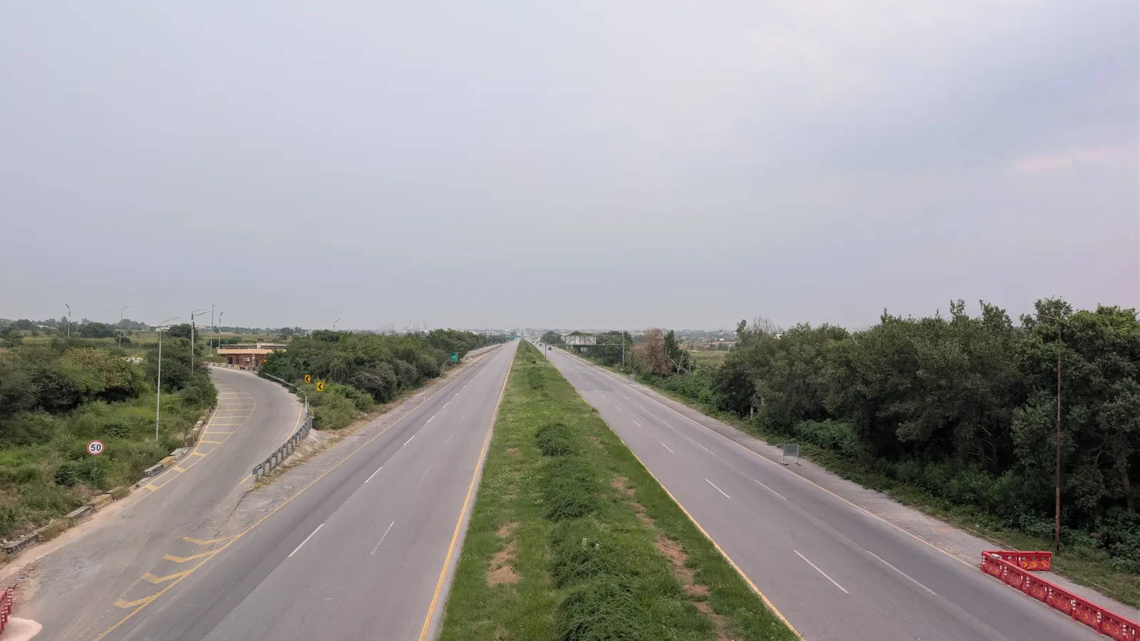 Aerial view of the M1 and M2 motorway junction near AWT D-18